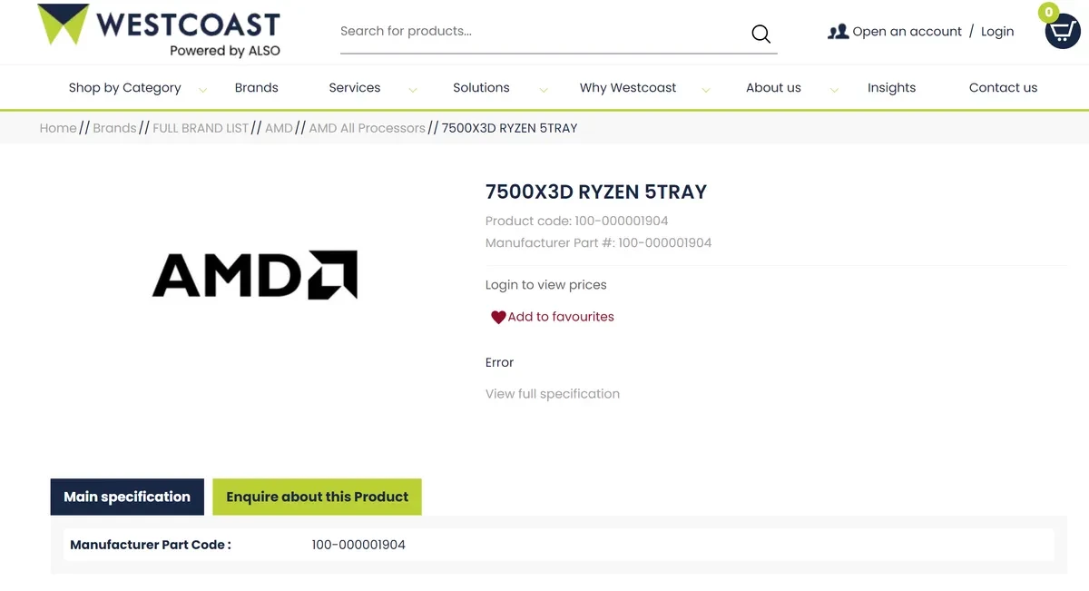 AMD готовит бюджетный игровой процессор Ryzen 5 7500X3D