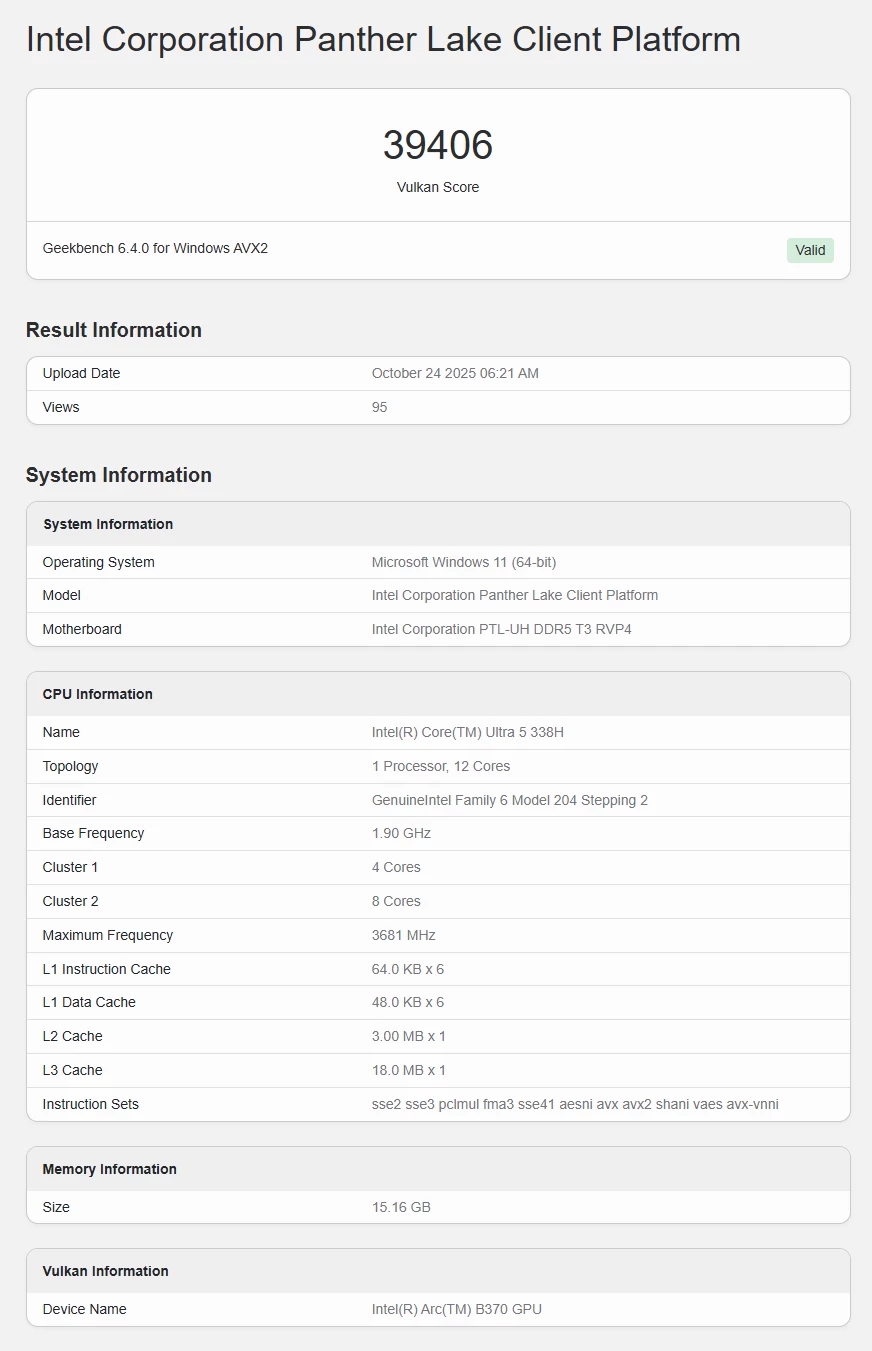 Intel Core Ultra 5 338H с графикой Arc B370 бросает вызов AMD Radeon 880M Intel Core Ultra 5 338H с графикой Arc B370 бросает вызов AMD Radeon 880M