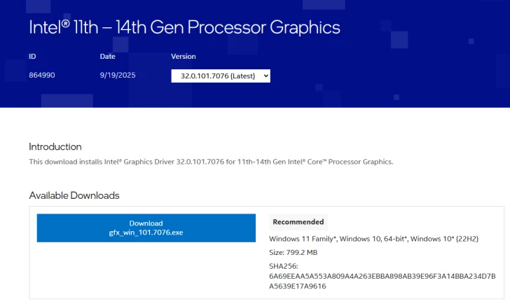 Intel отделила драйверы графики 11–14 поколений Core от драйверов для Arc и Core Ultra
