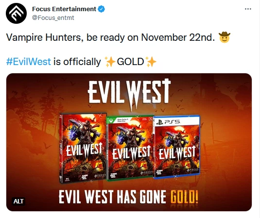 Переноса релиза экшена Evil West больше не будет: игра ушла на золото Переноса релиза экшена Evil West больше не будет: игра ушла на золото