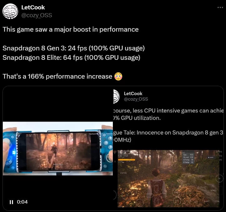 Snapdragon 8 Elite выжимает 60+ FPS в A Plague Tale: Innocence, более чем в два раза обгоняя Snapdragon 8 Gen 3 Snapdragon 8 Elite выжимает 60+ FPS в A Plague Tale: Innocence, более чем в два раза обгоняя Snapdragon 8 Gen 3