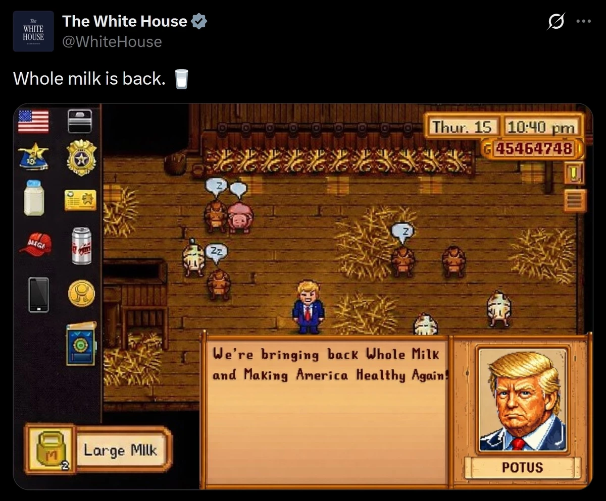 Белый дом США оригинально прорекламировал симулятор фермы Stardew Valley