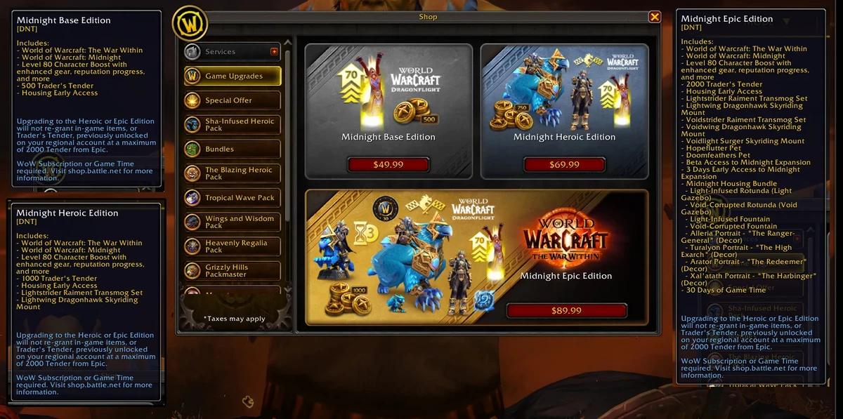 Обновление 11.2 World of Warcraft случайно слило цены на наборы дополнения Midnight Обновление 11.2 World of Warcraft случайно слило цены на наборы дополнения Midnight