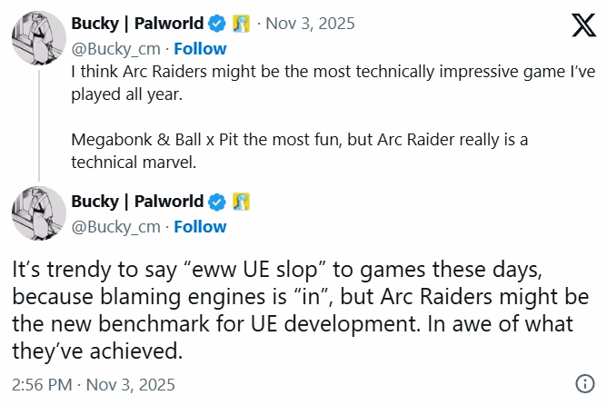 Разработчик Palworld назвал Arc Raiders новым эталоном для Unreal Engine 5