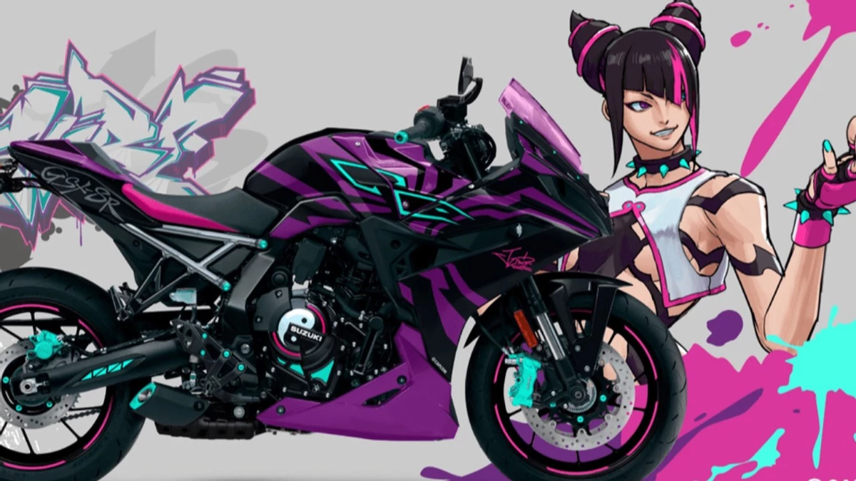 Suzuki и Capcom представили мотоцикл в стиле Джури Хан из Street Fighter 6 Suzuki и Capcom представили мотоцикл в стиле Джури Хан из Street Fighter 6