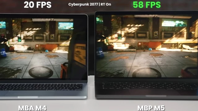 Чип Apple M5 показывает невероятный прирост производительности в Cyberpunk 2077 относительно M4