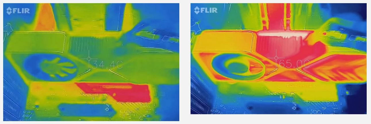 NVIDIA RTX 3080 - Система охлаждения под тепловизором NVIDIA RTX 3080 - Система охлаждения под тепловизором